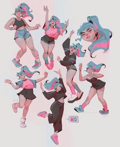 Cartoon Girls, Different Poses, Character Poses, Cartoon Character Design, Character Design References, Illustration Character Design, Art Reference Poses, T Rex, Character Design Inspiration