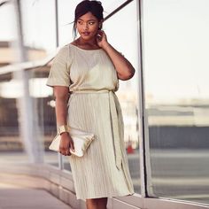 Metallic magic. ✨#fullbeauty Holiday Lookbook, Classroom Setup, Metallic Dress, Apparel Accessories, Outlet, Lookbook, Maxi Dress, Plus Size, Clothes For Women