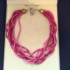 Stylish Fushia Beaded Handmade Necklace. New Nwt Handmade Necklace, Pink Gold, Handmade Necklaces, Pink And Gold, Womens Jewelry Necklace, Pink Ladies, Jewelry Necklaces, Necklaces, Women Jewelry