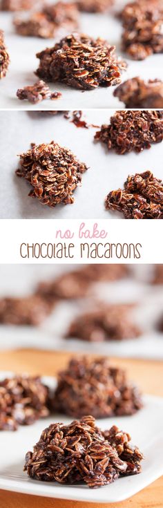 chocolate macaroons are on a white plate and ready to be baked in the oven