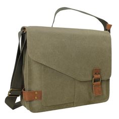 It is a standard size 14. 5 in. art panel style canvas messenger bag with a cushion pocket for the laptop computer purpose. Laptop computer cushion can fit laptop width up to 14 in. It has external and internal multiple pockets, sort your belonging very well if you do not carry tons of items. Canvas has its elegant beautiful vintage looking which fits both casual and formal occasions. Color: Green. Vintage Briefcase, Laptop Messenger Bags, Black Leather Satchel, Canvas Messenger Bag, Black Leather Backpack, Messenger Bag Men, Computer Bags, Leather Messenger Bag, Leather Messenger