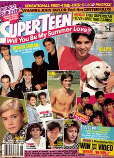 a magazine cover with pictures of young men and women on the front, including an image of a dog