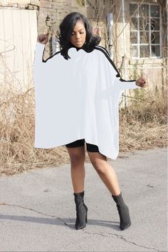 Casual Oversized Bat Sleeve Loose Pullover Dresses Casual Long Sleeve Cape For Spring, Casual Long Sleeve Spring Cape, Casual White Poncho For Fall, Casual Long Sleeve Cape For Fall, Oversized Batwing Sleeve Poncho For Spring, Black Long Sleeve Poncho For Spring, Spring Long Sleeve Black Poncho, White Long Sleeve Cape For Fall, Oversized Long Sleeve Black Cape