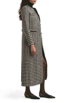 A classic check is rendered in beloved black-and-white across a wool-kissed coat that can polish a workday look and elevate a weekend one. Front button closure Collarless Front flap-patch pockets Back belt Lined 55% polyester, 30% wool, 9% acrylic, 4% nylon, 2% viscose Dry clean Imported Black Tweed Outerwear With Houndstooth Pattern, Timeless Plaid Wool Outerwear, Elegant Tweed Outerwear With Houndstooth Pattern, Double-breasted Wool Houndstooth Outerwear, Wool Double-breasted Houndstooth Outerwear, Black Houndstooth Tweed Jacket For Business, Elegant Wool Houndstooth Outerwear, Black Business Tweed Jacket With Houndstooth Pattern, Luxury Houndstooth Outerwear For Winter