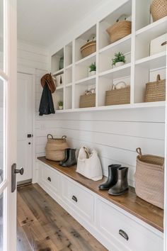 the entryway is clean and ready for guests to use it as a storage area