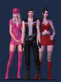 three females in different outfits standing next to each other