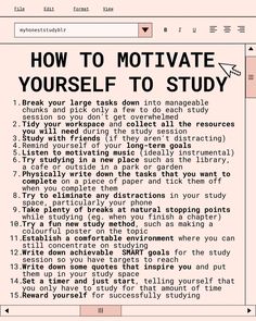 a computer screen with the words how to motivate yourself to study