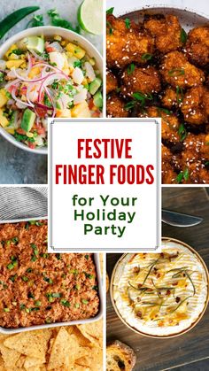 A collage of photos of appetizers. Gluten Free Party Food Appetizers, Gluten Free Appetizers Thanksgiving, Christmas Party Food Gluten Free, Office Christmas Party Food, Christmas Party Food Appetizers, Gluten Free Finger Foods, Holiday Finger Foods, Gluten Free Party Food, Gluten Free Party