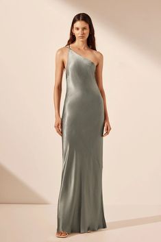 La Lune One Shoulder Cowl Back Maxi Dress | Sage | Dresses | Shona Joy – Shona Joy International Forest Dress, Gathered Maxi Dress, Plunge Midi Dress, Asymmetrical Maxi Dress, High Neck Midi Dress, Sage Dress, Drape Maxi Dress, Olive Dress, Shona Joy