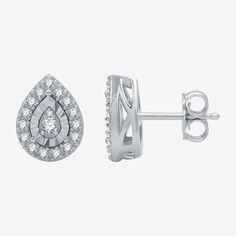 Diamond Clarity: I1Earring Back: FrictionSetting: ProngShape: PearStone Cut: RoundDiamond Color: H-IMetal Color: WhiteEarring Length: 10mmEarring Width: 7.9mmRounded Carat Weight: 1/4 Ct. T.w.Care: Wipe CleanStone Type: 34 Lab Grown DiamondAuthenticity: Lab Grown DiamondBirthstone: April BirthstoneEarrings Style: Stud EarringsMetal: Sterling SilverCountry of Origin: Imported Classic Silver Pear-shaped Cluster Earrings, Classic Silver Teardrop Cluster Earrings, Silver Teardrop Earrings With Halo Setting, Silver Pear-shaped Earrings With Halo Setting, Pear-shaped Silver Earrings With Halo Setting, Earrings Stud, Diamond Clarity, White Diamond, Lab Grown