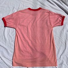 Measurements: Shoulder to Shoulder - 16inches Underarm to Underarm - 19 inches (Measured Flat) Sleeves - 9 inches Total Length - 28 inches Details: J&J Full Service and Tire Center Graphic T No flaws seen! Amazing Condition! (Sold As Is) Retro Red Short Sleeve Camp Shirt, Retro Pink Short Sleeve T-shirt, Vintage Red Short Sleeve Camp Shirt, Retro Ringer Tee, Pink Ringer Tee, Ringer Shirt, Ringer Tee, Top Photo, Pink And Red