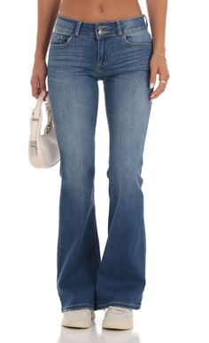 Cheap High Rise Flare Jeans In Medium Wash, Cheap Rigid Denim Flare Jeans, Cheap Rigid Denim Flare Jeans For Fall, Cheap Denim Flares With Frayed Hem, Cheap Light Wash Flare Jeans For Fall, Affordable Denim Flares Casual Style, Casual Cheap Dark Wash Flare Jeans, High Waisted Flare Leg Jeans, Cheap Flare Jeans With Flared Hem For Fall