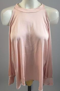 Womens Cold Shoulder Blouse Light Pink Chiffon Long Slit Sleeve High Neck Size L Store Boutique, Sleeveless Tops Summer, Pink Chiffon, Cold Shoulder Blouse, Chiffon Long Sleeve, Fashion Graphic, Pink Blouse, Graphic Tee Shirts, Blouse Top