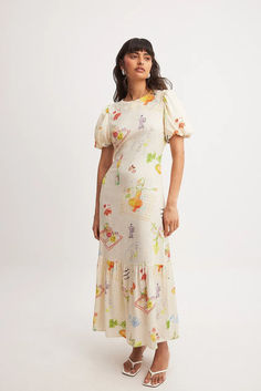 Linen Blend Puffy Sleeve Midi Dress Rita Montezuma, Backless Midi Dress, Montezuma, Low Waist Jeans, Sleepwear Sets, Wedding Guest Dress Summer, Sleeve Midi Dress, Midi Dress With Sleeves, Daily Dress