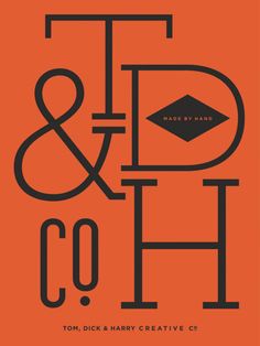 an orange and black poster with the words,'made by hand & co '