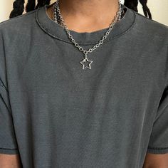 Y2k 2000s Star Chain Cute Goth Grunge Silver Necklace These Chains Are Unisex! Adjustable Length Brand New Silver Money Clip, Streetwear Jewelry, Turquoise Men, Bullet Necklace, Grunge Jewelry, Stainless Steel Cross Pendant, Y2k Necklace, Skull Pendant Necklace, Cute Goth