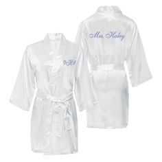 Classy Bride is known for our personalized satin bridal robes. Our best selling satin bridal robe come exquisitely monogrammed with your new initials on the front and new Mrs. name on the back...add the wedding date too at no additional cost. This one-of-a-kind monogrammed satin kimono robe is the ideal gift for any bride to be. The beautiful embroidery across the front and back makes it personal and a true keepsake the bride will enjoy for years to come. Give this robe at a bridal shower, linge Burnt Orange Bridesmaid Dresses, Classy Bride, Satin Bridal Robe, Monogram Robes, Morning Coat, Orange Bridesmaid, Satin Robes, Custom Robes, Orange Bridesmaid Dresses