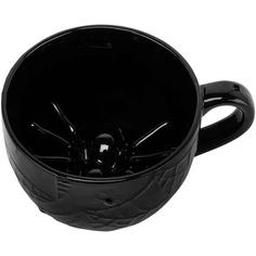 a black coffee cup is shown on a white background