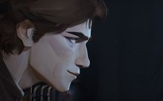 an animated image of a young man with dark hair and black eyeliners, staring into the distance