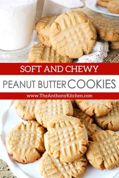 soft and chewy peanut butter cookies on a white plate