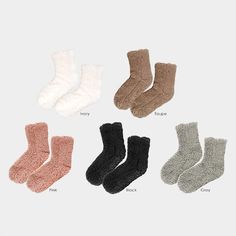 These are the cozy & comfortable socks you've been looking for! Featuring heart-shaped, no-skid sole grippers. Ideal for all flooring including hardwood and tile. Wear these around your house on those chilly fall mornings and cold winter nights. Available in black, taupe, grey, white, and pink so you can be sure to find a pair perfect for you! Machine wash with similar colors. Heart-shaped, no-skid sole grippers Machine wash with like colors Full sherpa fabric One Size Fits All (women's shoe siz My Christmas Wishlist, Chilly Fall Morning, Solid Socks, Fluffy Socks, Non Slip Socks, Taupe Grey, Comfortable Socks, Sock Packs, Fuzzy Socks