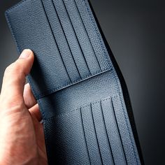 WHEN PLACING AN ORDER, PLEASE PROVIDE A CONTACT PHONE NUMBER FOR SHIPPING.  Epsom Classic Bifold Wallet: - Handmade.   - Leather: Epsom. - 8 Card Slots, 2 Hidden Pockets, 1 Compartment for Paper Bills - Size: 4.4x3.6(inch)/112x92(mm)  About the leather:  Epsom: Epsom is embossed leather, which means the pattern pressed into the leather is not actual grain.  However, the pressed grain provides some major benefits, such as remarkable durability, scratch resistance, easy maintenance.  Furthermore, Blue Business Wallet With Coin Pocket, Blue Bifold Wallets For Business, Textured Leather Bifold Wallet For Daily Use, Blue Bifold Wallet, Wallet Minimalist, Clip Wallet, Minimalist Wallet, Money Clip Wallet, Bifold Wallet