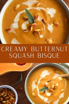 creamy butternut squash bisque is an easy and delicious soup that's ready in under 30 minutes