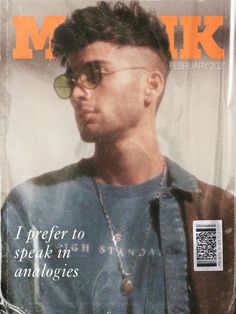 a magazine cover with a man wearing sunglasses on it's front and back side