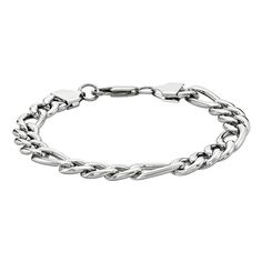 Add something new to your daily wardrobe with this fashionable LYNX figaro chain bracelet. Add something new to your daily wardrobe with this fashionable LYNX figaro chain bracelet.Click on this JEWELRY & WATCHES GUIDE to learn about fit, styles, materials and more! Metal: stainless steel Length: 9 in. Width: 9 mm Packaging: boxed Plating: ion, gold tone ion plated Finish: polished Chain type: figaro Please note, due to the high value of this item, a signature may be required upon delivery. Size Modern Link Bracelets With Figaro Chain, Modern Figaro Chain Bracelets, Modern Figaro Chain Bracelet, Everyday Metal Figaro Chain Bracelets, Modern Figaro Chain Link Bracelet, Metal Chain Link Bracelet With Figaro Chain, Adjustable Figaro Chain Bracelet, Metal Figaro Chain Link Bracelet, Stainless Steel Figaro Link Chain Jewelry