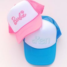 + A Brand New Item + An Item Is New With Tags (Nwt) + Barbie Pink + Ken Blue + Otto Hat + Soft And Comfortable Wear Customizable Pink Trucker Hat For Summer, Trendy Customizable Pink Baseball Cap, Customizable Pink Casual Baseball Cap, Customizable Pink Fun Baseball Cap, Casual Pink Customizable Baseball Cap, Customizable Fun Pink Baseball Cap, Barbie Lips, Blue Party, Snap Backs