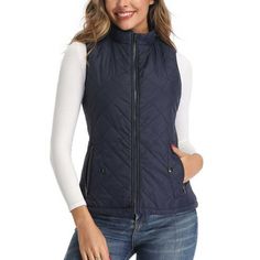 Women's Vests Zip up Quilted Padded Lightweight Vest for Women Art3d is designated to bring affordable happiness to each customer, we have several factories of our own. The vests are made of top quality, high performing materials. They are comfortable and lightweight, more simple more stylish. Size: XS.  Color: Blue.  Gender: female.  Age Group: adult. Women's Vests, Bulky Sweaters, Womens Black Vest, Quilted Gilet, Vest For Women, Lightweight Vest, Puffy Vest, Outwear Women, Thick Sweaters