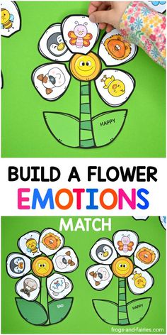 this is an image of a flower match with the words, build a flower emotions match