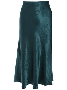 emerald green satin weave elasticated waistband straight hem mid-length Green Midi Skirt Outfit, Midi Skirt Green, Dark Green Skirt, Long Satin Skirt, Green Midi Skirt, Midi Skirt Outfit, Lady Fashion, Satin Midi Skirt, Satin Skirt