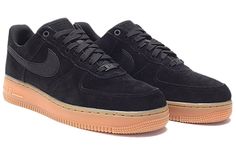 Nike Air FORCE 1 07 LV8 SUEDE Black/Black-GUM MED BROWN-IVORY AA1117-001 Nike Air Force 1 Brown, Air Force 1 Brown, Air Force 1 Mid, Air Forces, Nike Air Force 1 07, Black Gums, Nike Air Force 1, Air Force 1, Nike Air Force