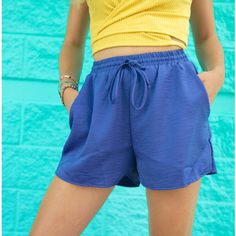 Comfy Meets Stylish With These Silky Shorts! These Stretchy Shorts Have A Full Lining And A Silky Soft Fabric. Seen Paired With The Treat Yourself Gogo Boots And The Sour Wrap Top. True To Size. 100% Polyester. Model Is 5'7 Wearing Size Small. Trendy Blue Shorts With Elastic Waistband, Tie Dye Sweats, Black Bicycle, One Teaspoon Shorts, Stretchy Shorts, Scalloped Shorts, Gogo Boots, Petite Shorts, Lee Denim