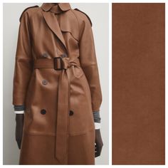 Massimo Dutti | Jackets & Coats | Nwt Massimo Dutti Nappa Leather Trenchstyle Coat With Belt Size S M | Poshmark Belted Leather Workwear Outerwear, Brown Leather Outerwear For Work, Spring Leather Workwear Outerwear, Cognac Leather Jacket For Workwear, Leather Outerwear For Workwear In Spring, Cognac Outerwear For Work In Fall, Cognac Colored Outerwear For Work In Fall, Classic Cognac Outerwear For Work, Fitted Cognac Outerwear For Work