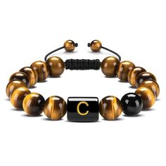 PRICES MAY VARY. 【Quality Material】: Comes with 10mm tiger eye beads,one black agate stone and 10mm 26 letter cylindrical bead.Use pure hand-woven rope technology,and has strict quality control,the size can be adjusted,suitable for most wrists.No metal,no harmless to sensitive skin.High-quality natural stone will make you feel comfortable to wear.You can enjoy it for years with virtually no maintenance. 【Special Design】: Unique initial bracelet that comes in 26 letter bracelets to choose from,ex Black Spiritual Jewelry With Letter Beads, Black Beaded Bracelets With Letter Beads, Black Round Bracelets With Letter Beads, Casual Brown Jewelry With Letter Beads, Letter Bracelets, Black Agate Stone, Yoga Beads, Beaded Braclets, Healing Gemstone Bracelets