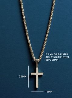 Waterproof Men's Necklace - Medium Silver Cross Pendant for Men - 316L Stainless Steel Rope chain - Catholic Cross - Christmas gifts for him Cross: 25 x 14mm Material: Waterproof 316L Stainless Steel Chain: Choose length from dropdown menu. Available in 18, 20, 22, 24 and 26 inches. 2.5mm wide Material: Waterproof 316L Stainless Steel Clasp: Lobster. Ships from San Francisco You can check the rest of our designs in our main shop page and don't forget to connect with us :) weareallsmith.etsy.com Cross Pendant For Men, Masculine Jewelry, Catholic Cross, Pendant For Men, Silver Cross Pendant, Gold Cross Necklace, Gold Cross Pendant, Idea Board, Business Idea