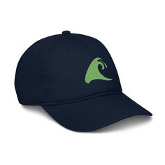 Extremely Stoked®️ Lime Green Epic Wave Logo on Navy Blue Organic Baseball Cap