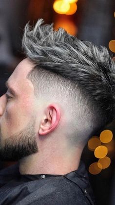 Skin Fade Hairstyle, Low Fade Haircut, Crop Haircut, Grey Hair Men, Spiky Hair