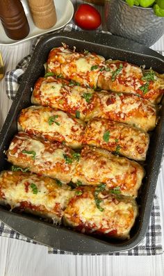 some food is sitting in a pan on a table