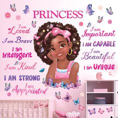 PRICES MAY VARY. 【Package Contents】: You will receive Black girl magic wall stickers, containing Black girl Charactor, Quotes, Butterfly as well. The package includes instructions and 2 sheets of 30 cm x 90 cm (11.81 inches x 35.43 inches), with a recommended end size of 125 cm x 76.8 cm (49.2 inches x 30.2 inches), or it can be adjusted according to your wishes 【Perfect for Children's Room Decoration】: Black girl magic wall sticker is ideal for decorating children’s rooms, boys' rooms, girls' r Nursery Pink, Butterfly Nursery, Bedroom Decorations, Boys Rooms, Kids Study, Pink Nursery, Unique Paintings, Wall Decor Stickers, Childrens Room Decor