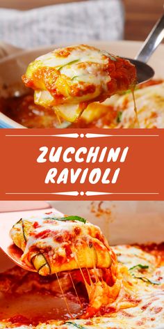 a bowl filled with pasta and sauce on top of a wooden table