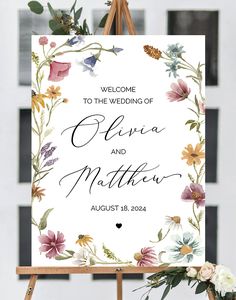 Wildflower Wedding Welcome Sign Template, Editable Wildflower Welcome Sign, Welcome Decor, Wildflower Welcome Poster, Large Wedding Sign W12 Wildflower Welcome Sign, Large Wedding Signs, Wildflower Baby Shower, Floral Wedding Decorations, Large Wedding, Welcome Sign Template, Welcome Poster, Welcome Decor