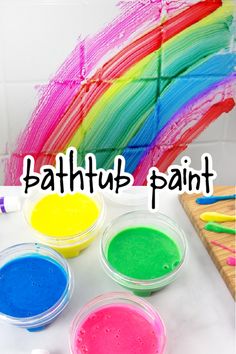 there are four different colors of paint next to each other with the words bathtub paint on it