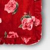 Rose Printed Plush Throw with Faux Shearling Reverse and Ruffled Trim Red - Threshold™ Rose Print, Ruffle Trim, Trim, Red