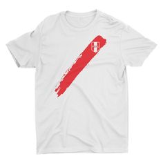 Peru Franja T-Shirt for Men Red Crew Neck T-shirt With Flag Print, Red Cotton T-shirt With Flag Print, Red Cotton Shirt With Flag Print, Peru Soccer, Diagonal Stripes, Soccer Shirts, T Shirt For Men, Combed Cotton, Peru