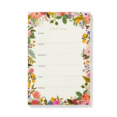 a floral notepad with the words'this week'written on it