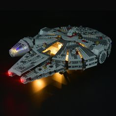 a lego light up model of a star trek ship