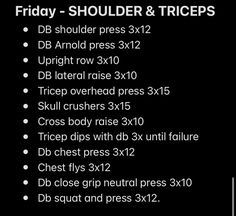 the menu for friday - shoulder & triceps